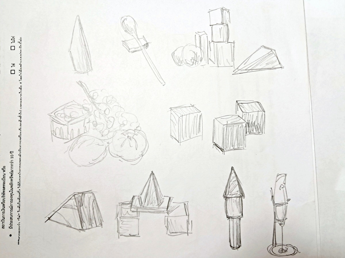 Basic form drawings on paper